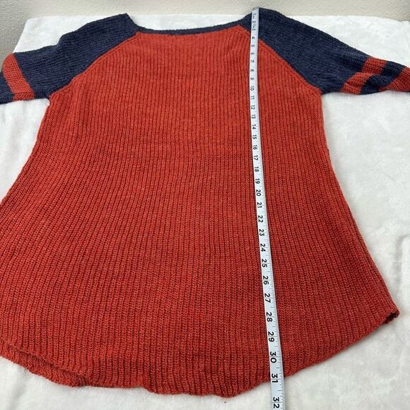 Military Hippie M Relaxed Fit Pullover Knit Sweater Rust Orange Blue Slouchy - Picture 7 of 7
